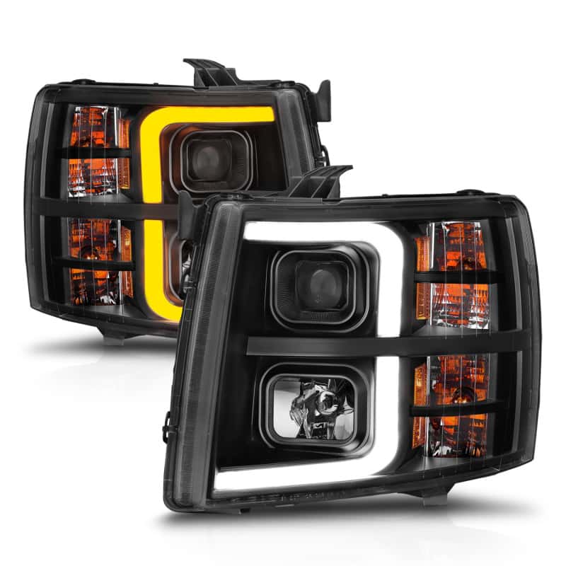 ANZO — ANZO 2007-2013 Chevrolet Silverado 1500 Projector w/ Light Bar Black Housing w/ Sequential
Head Light Set
HdLtSet - view 12
