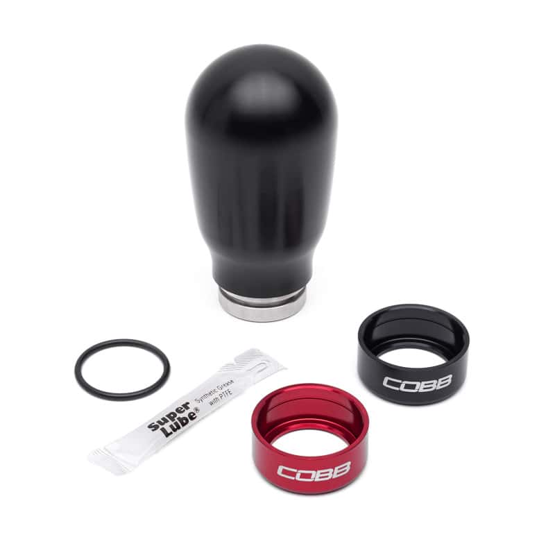 COBB — Cobb Subaru 6-Speed Tall Weighted COBB Shift Knob - Black (Incl. Both Red + Blk Collars) - view 3