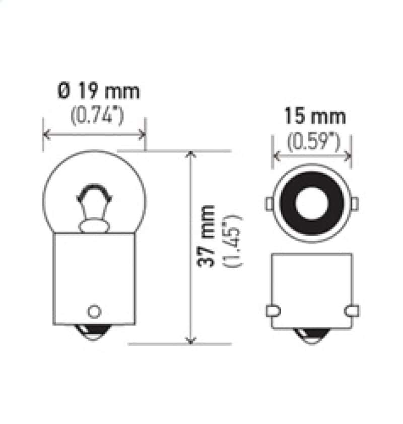 Hella — Hella Bulb 5007 12V 5W Ba15S B6 Sb
5007SB Incan Bulb - view 4
