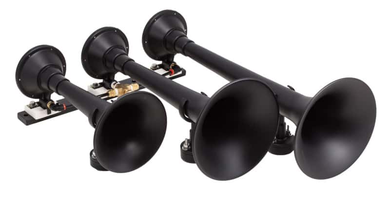Kleinn Air Horns — Kleinn Black Triple Horn/ 18.25In/ 14.75In/10In - XCR2.0 Coated Spun Steel
Triple Train Horn - view 2