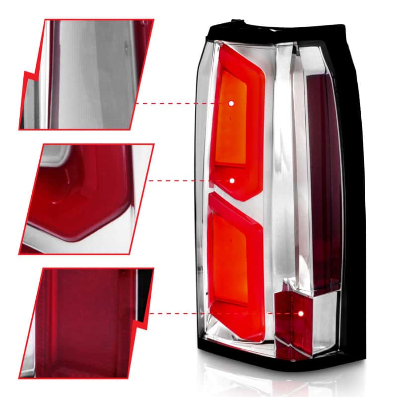 ANZO — ANZO 2015-2020 Chevrolet Tahoe LED Tail Lights w/ Light Bar Chrome Housing Clear Lens
Tail Light Set - view 10