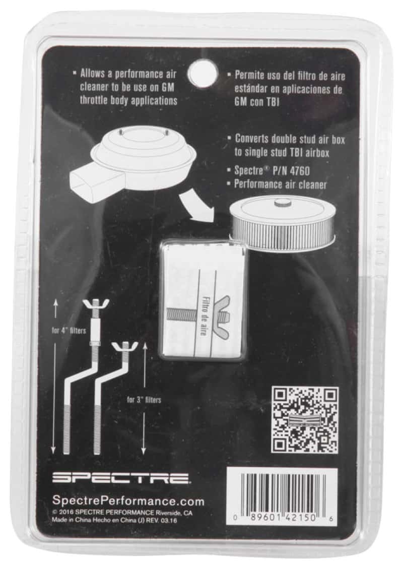 Spectre — Spectre GM TBI Air Cleaner S-Stud Mounting Hardware (5in. Offset) - view 3