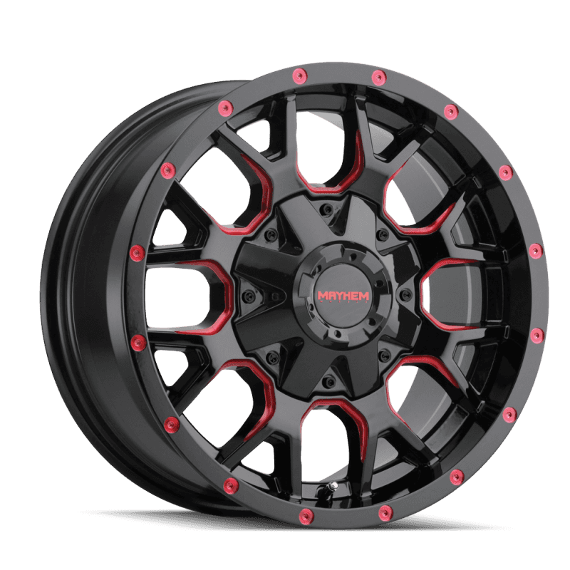 Mayhem — Mayhem 8015 Warrior 17x9 / 6x135 BP / 18mm Offset / 106mm Hub Black w/ Prism Red Wheel - view 1
