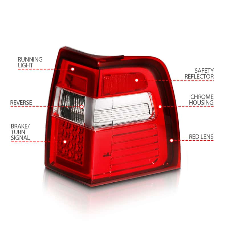 ANZO — ANZO 07-17 For Expedition LED Taillights w/ Light Bar Chrome Housing Red/Clear Lens - view 8