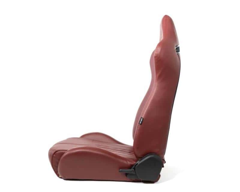 NRG — NRG Reclinable Sport Seats (Pair) The Arrow Maroon Vinyl w/ Pressed NRG logo w/ Maroon Stitch - view 2