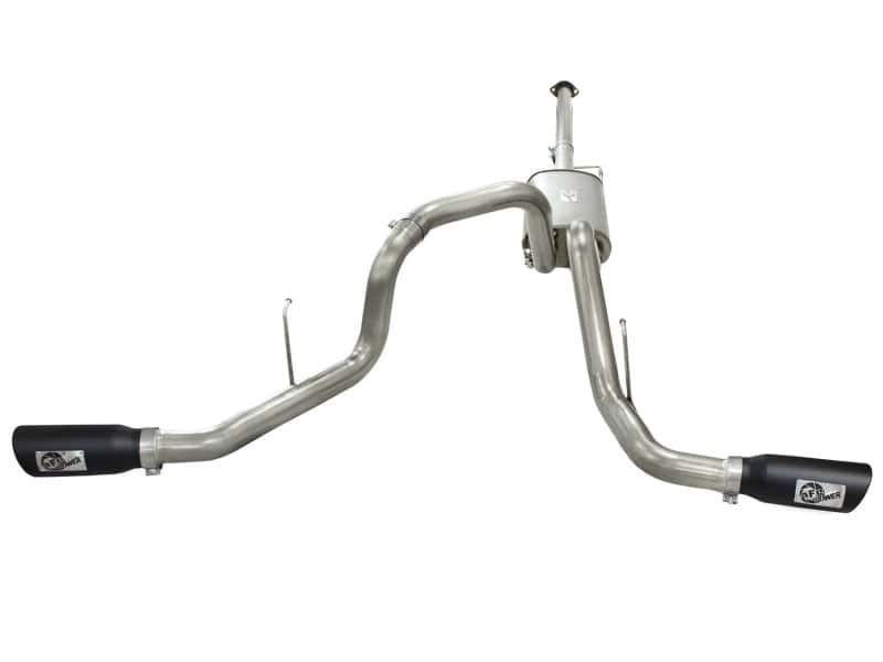 aFe — aFe MACHForce XP Exhaust 3in SS Dual Side Exit CB w/ Black Tips 11-14 Ford F150 EcoBoost V6-3.5L TT
Cat-Back Exhaust - view 2
