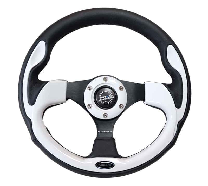 NRG — NRG Reinforced Steering Wheel (320mm) Blk w/White Trim & 4mm 3-Spoke - view 6