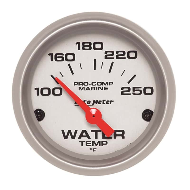 AutoMeter — Autometer Water Temp Gauge 2 1/6in 100-200 Degree F Electric Marine Silver
GA 2" WT 250F E MS - view 2