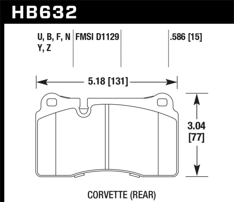 Hawk Performance — Hawk 14-15 Chevrolet Camaro 7.0L Z28 (Incl.Pad Wear Sensor) Rear ER-1 Brake Pads
Disc Brake Pad - view 1