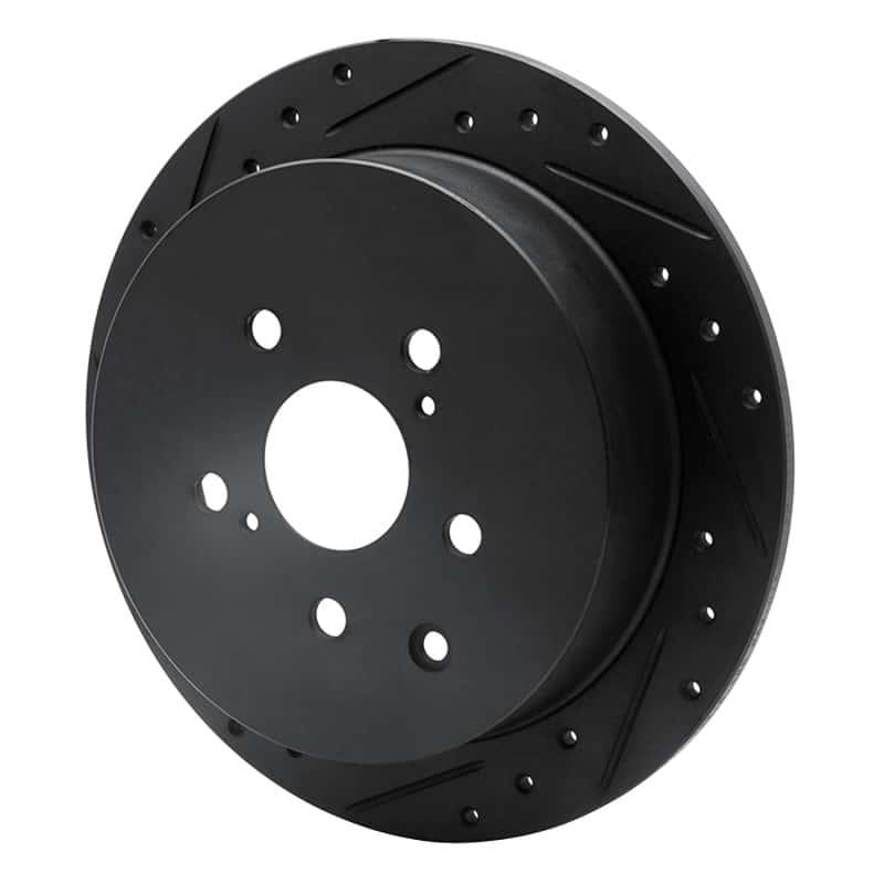 R1 Concepts — R1 10-20 Lexus RX450h Rear Left Drilled & Slotted Black Brake Rotor
R1 Brake Rotor Drill - view 2