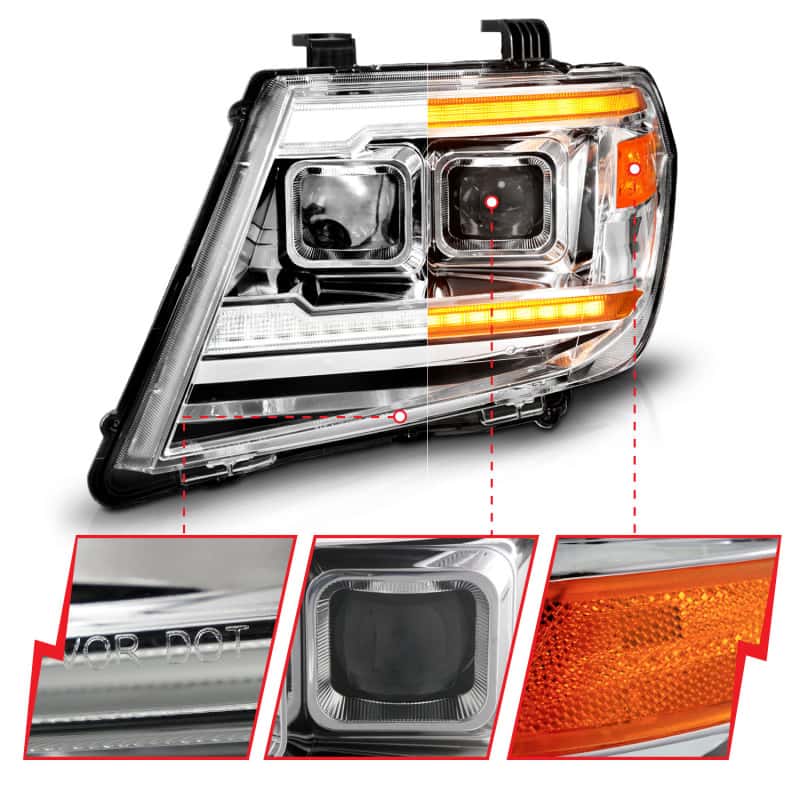 ANZO — ANZO 09-20 Nissan Frontier Chrome Projector Plank Style DRL w/ Switchback & Sequential LED DRL
Head Light Set
HdLtSet - view 10