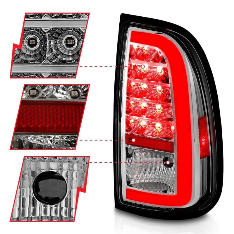ANZO — ANZO 00-06 Toyota Tundra LED Taillights w/ Light Bar Chrome Housing Clear Lens - view 4