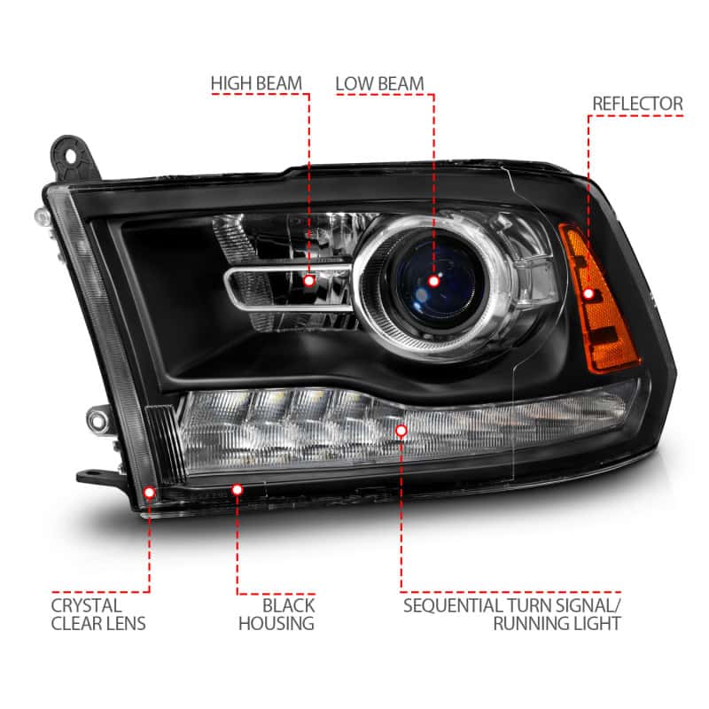 ANZO — ANZO 09-18 Dodge Ram 1500/2500/3500 LED Plank Style Headlights Switchback + Sequential - Matte Black
Head Light Set
HdLtSet - view 10