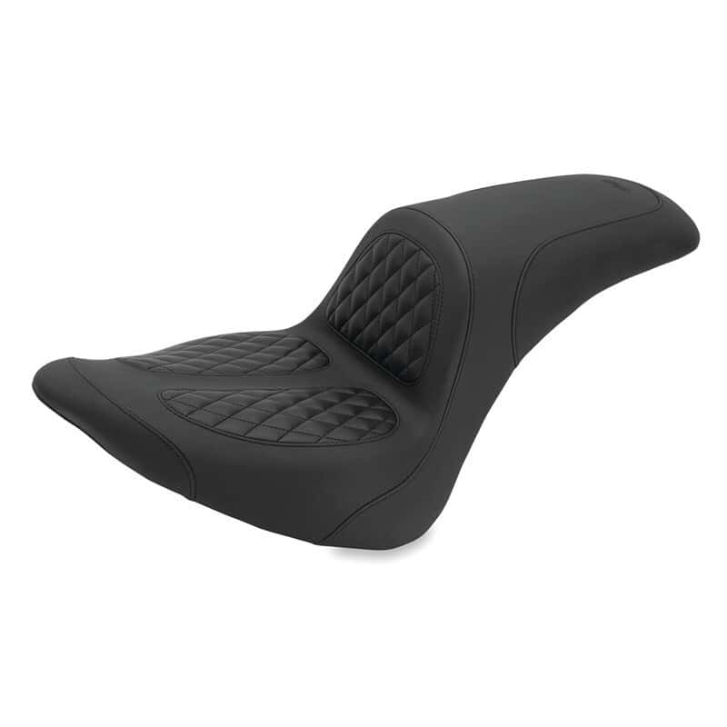 Mustang Motorcycle — Mustang 06-17 Harley Softail Wide Tire (200mm) Fastback 1PC Seat w/Diamond Stitch - Black - view 2