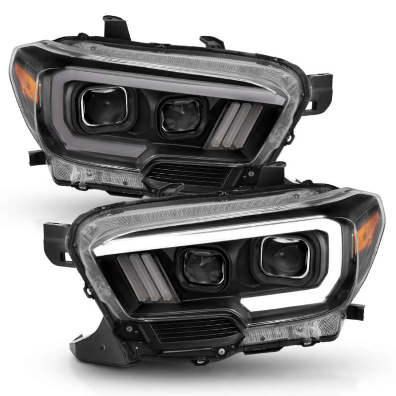 ANZO — ANZO 2016-2017 Toyota Tacoma Projector Headlights w/ Plank Style Switchback Black w/ Amber w/ DRL
Projector Headlights
Head Light Set - view 3