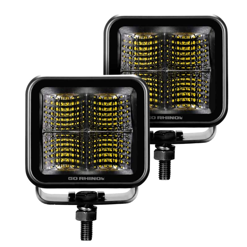 Go Rhino — Go Rhino Xplor Blackout Series Cube LED Flood Light Kit (Surface/Threaded Stud Mnt) 3x3 - Blk (Pair)
BLK - Two 3x3 Lights - view 1