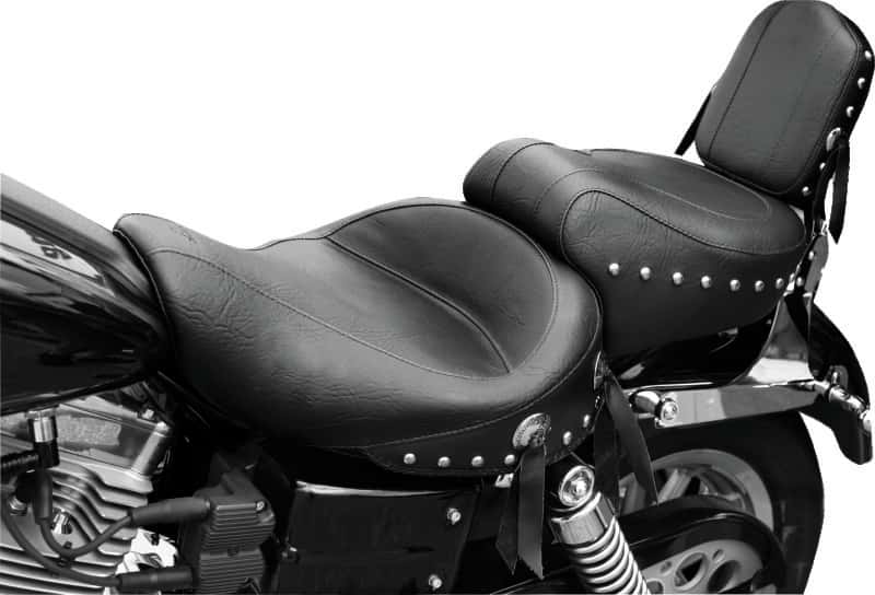 Mustang Motorcycle — Mustang 91-05 Harley Dyna Wide Touring 1PC Seat w/Studs - Black - view 3