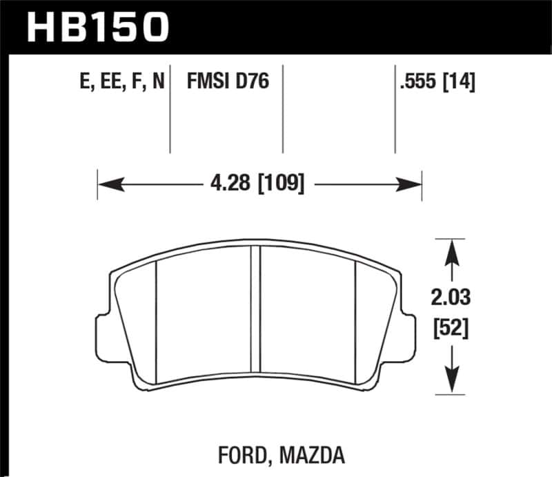 Hawk Performance — Hawk 79-84 Mazda B2000 / 70-74 RX-2 / 74-78 RX-4 / 79-85 RX-7 Blue 9012 Front Race Brake Pads
Disc Brake Pad - view 2