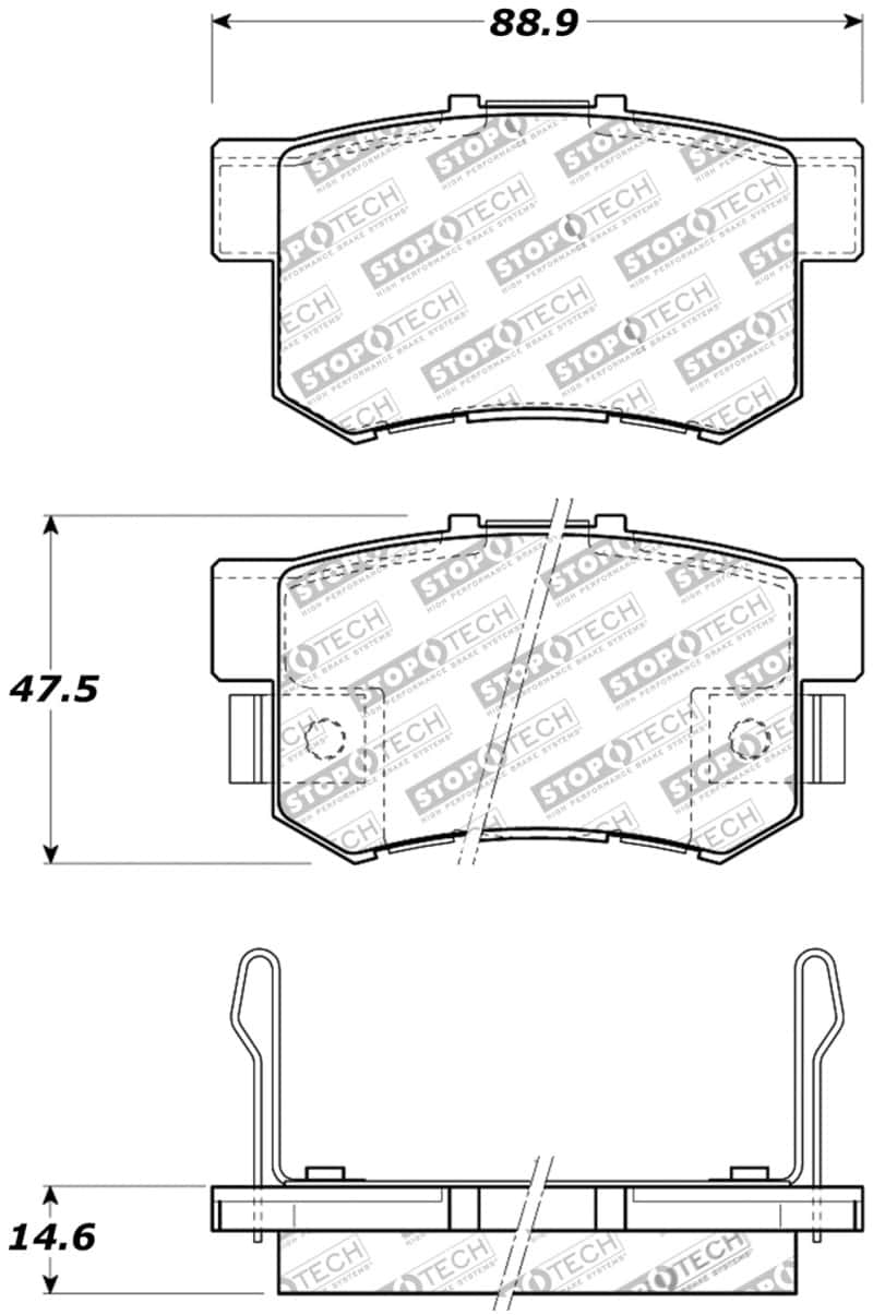 Stoptech — StopTech Performance 08-10 Honda Accord EX/EX-L Coupe / 08-10 LX/LX-P/LX+ Sedan Rear Brake Pads
Sprt Brk Pad W/Hdwr - view 2