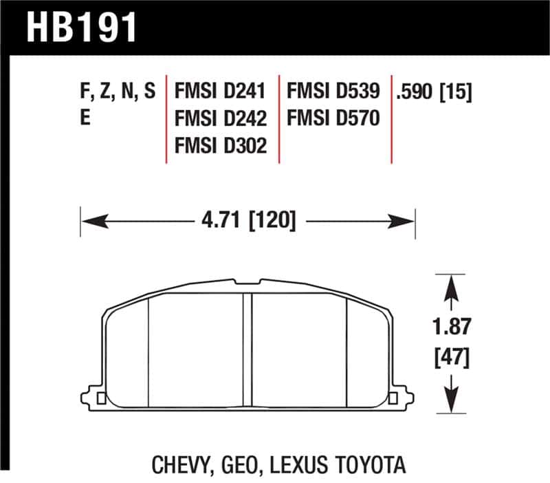Hawk Performance — Hawk 86-88 Chevy Nova / 90-92 Geo Prizm GSI / 90-92 Prizm LSI / Toyota (Various) Race Front Brake Pa
Disc Brake Pad - view 1