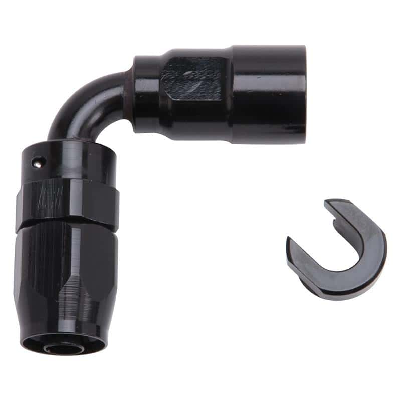 Russell — Russell Performance 3/8in SAE Quick Disc Female to -6 Hose Black 90 Degree Hose End
Hose End - view 2