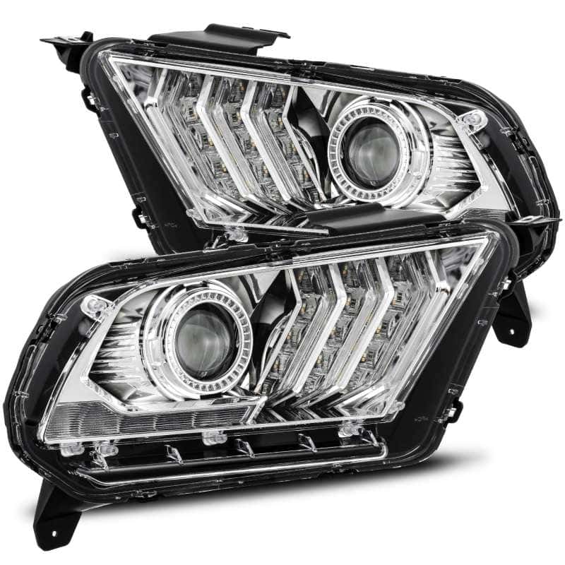 AlphaRex — AlphaRex 10-12 Ford Mustang PRO-Series Projector Headlights Plank Style Chrome w/Top/Bottom DRL
Projector Headlights - view 1