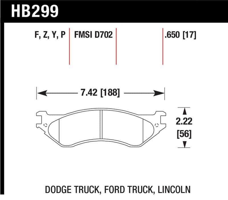 Hawk Performance — Hawk Dodge B1500 VanDurango/1500 Pickup/1500 Van / Ford / Lincoln LTS Street Front & Rear Brake Pad
Disc Brake Pad - view 1
