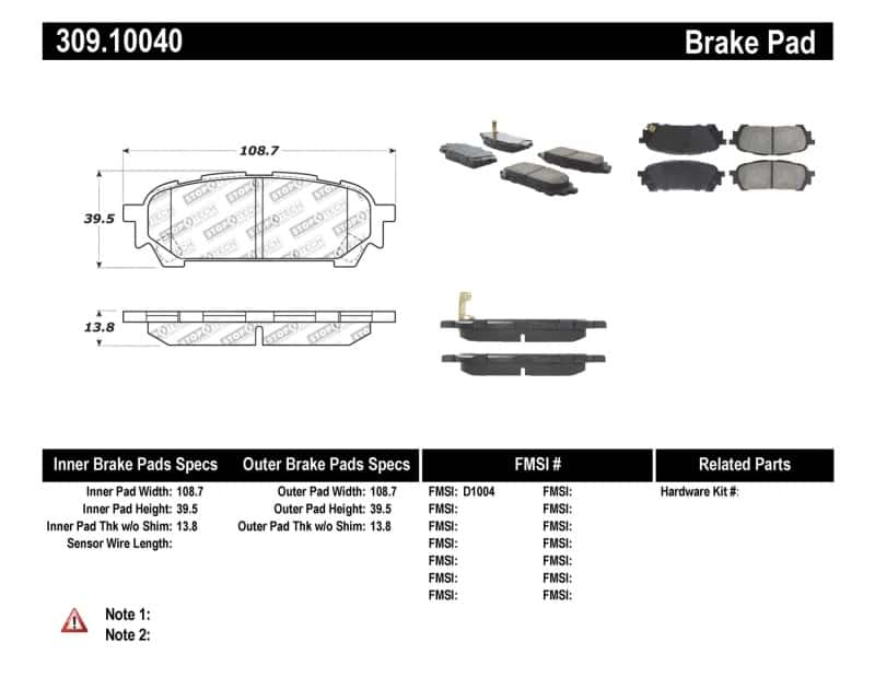 Stoptech — StopTech Performance 03-05 WRX Rear Brake Pads
Sprt Brk Pad W/Hdwr - view 1