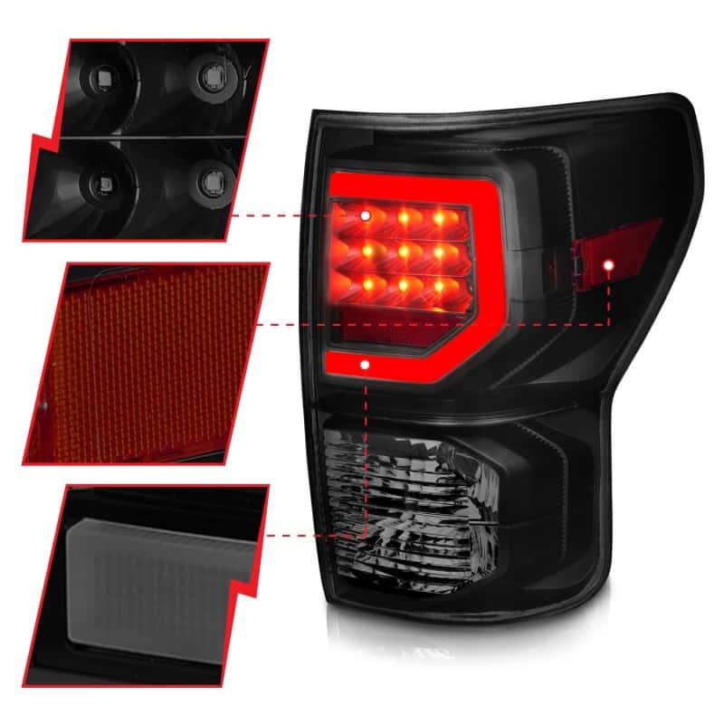 ANZO — ANZO 07-11 Toyota Tundra Full LED Taillights Black Housing Smoke Lens G2 (w/C light Bars)
Tail Light Set - view 4