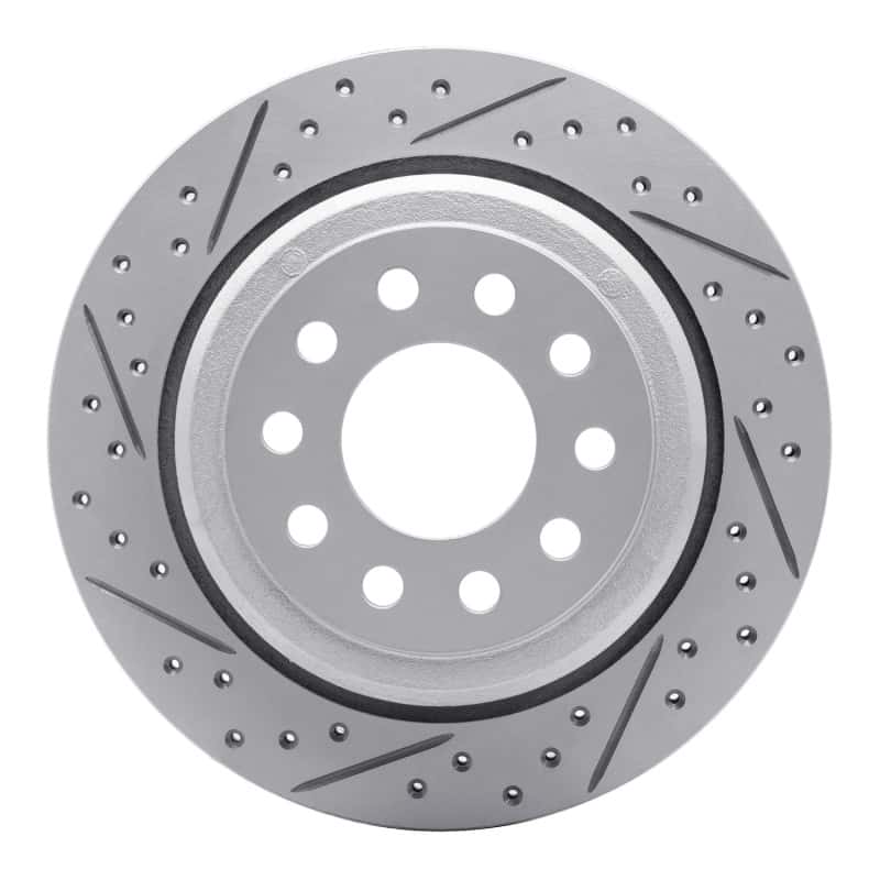 R1 Concepts — R1 03-11 Lincoln Town Car Rear Left Drilled & Slotted Geo-Carbon Rotor - view 1