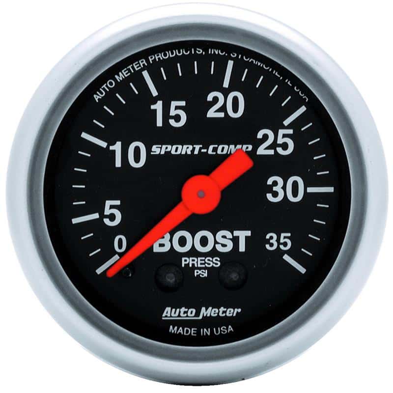 AutoMeter — Autometer Sport-Comp 52mm 35 PSI Mechanical Boost Gauge
2" BOOST, 0-35 PSI, - view 1