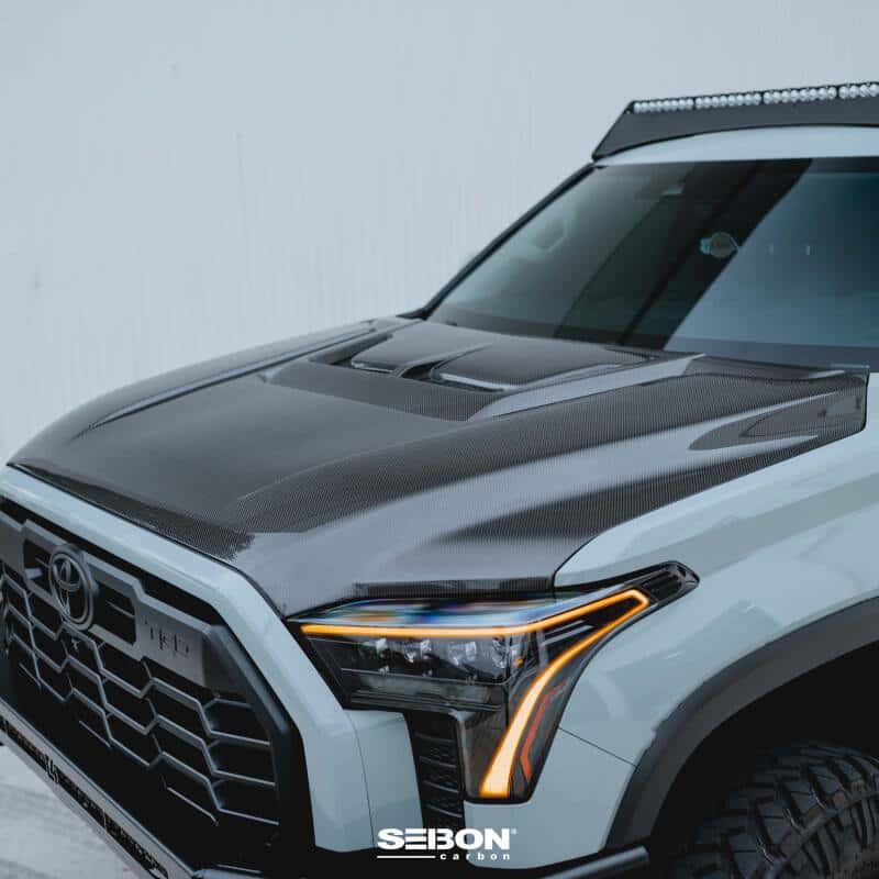 Seibon — Seibon 22-24 Toyota Tundra / 23-24 Toyota Sequoia RR-Style Carbon Fiber Hood - view 11