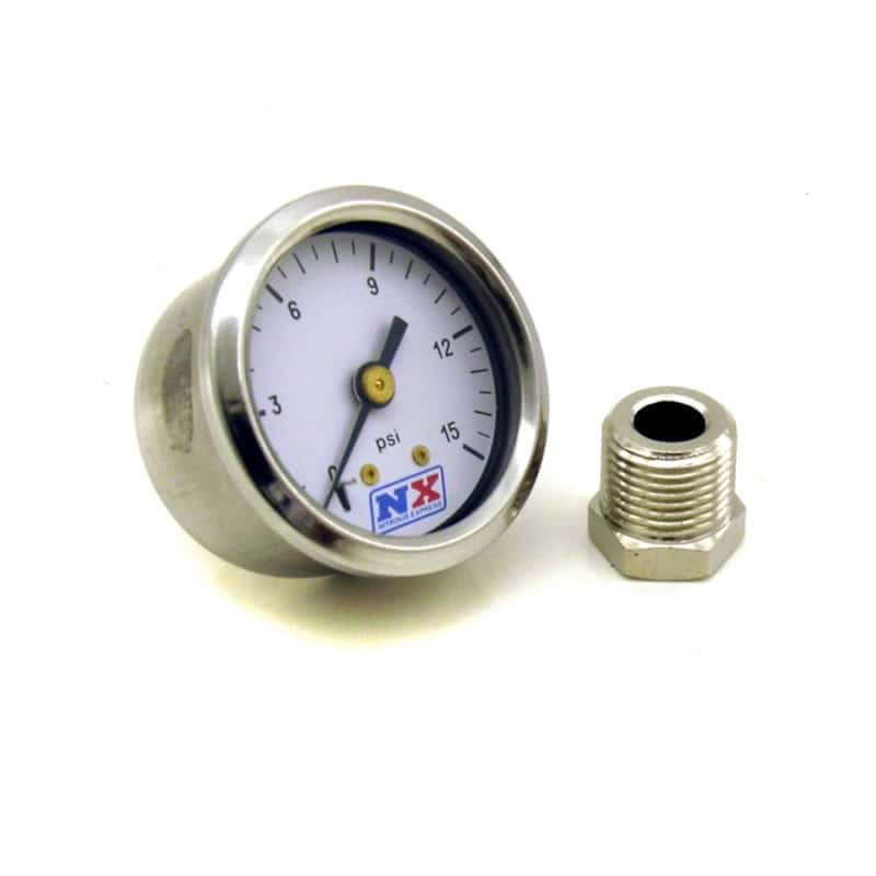 Nitrous Express — Nitrous Express Pressure Gauge (0-15 PSI w/Adaptor)
FuelPrsGg
Gauge - view 1