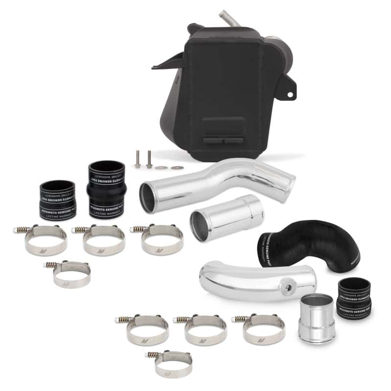 Mishimoto — Mishimoto 11-16 Ford 6.7L Powerstroke Air-To-Water Intercooler Kit - Wrinkle Black w/ Polished Pipes - view 1