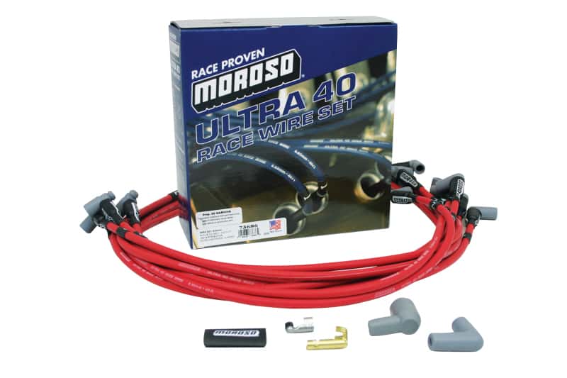 Moroso — Moroso Chevrolet Small Block Ignition Wire Set - Ultra 40 - Unsleeved - HEI - Under Header - Red - view 1