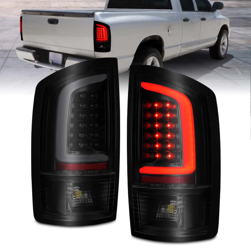 ANZO — ANZO 2002-2006 Dodge  Ram 1500 LED Tail Lights w/ Light Bar Black Housing Smoke Lens - view 2