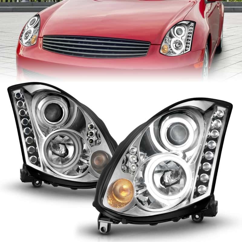 ANZO — ANZO 2003-2007 Infiniti G35 Projector Headlights w/ Halo Chrome (CCFL) (HID Compatible)
Head Light Set
HdLtSet - view 1