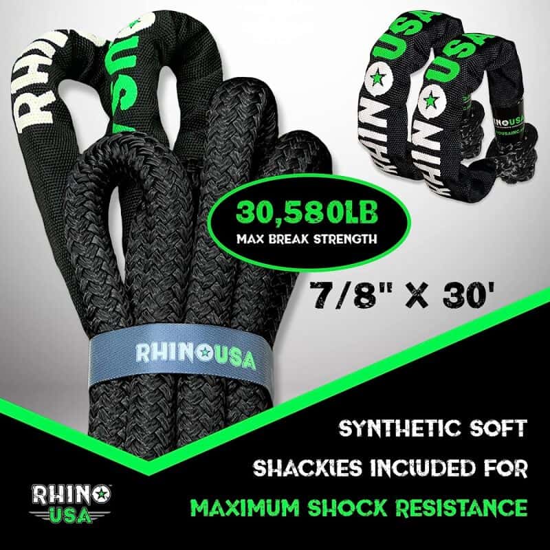 Rhino USA — Rhino USA 7/8In X 30Ft Kinetic Rope Recovery Kit W/Soft Shackles (Black)
Rope - view 3