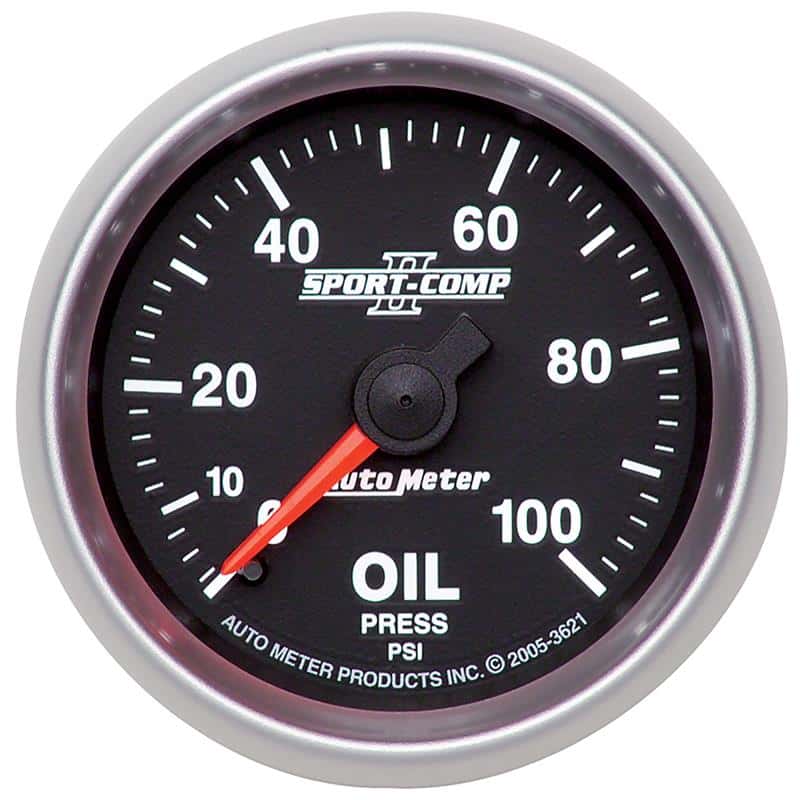 AutoMeter — Autometer Sport-Comp II 52mm 0-100 PSI Mechanical Oil Pressure Gauge
2-1/16" OIL PRESS, 0 - view 2