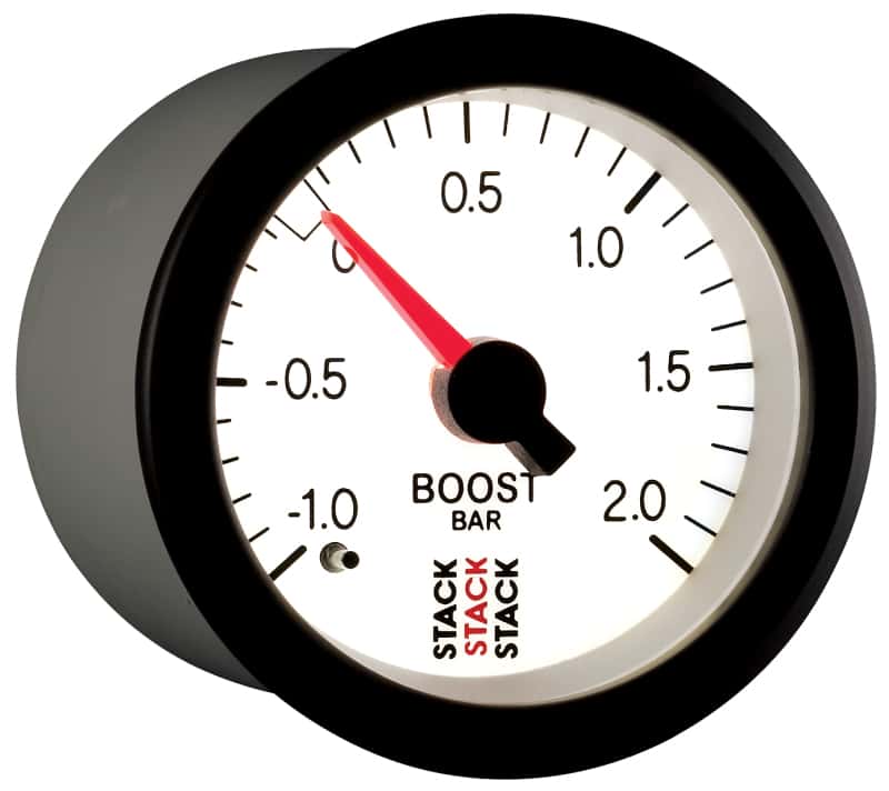 AutoMeter — Autometer Stack 52mm -1 to +2 Bar T-Fitting 0.187in Barb (M) Mechanical Boost Pressure Gauge - White
Ga Bst Mech Wht 2Bar - view 6