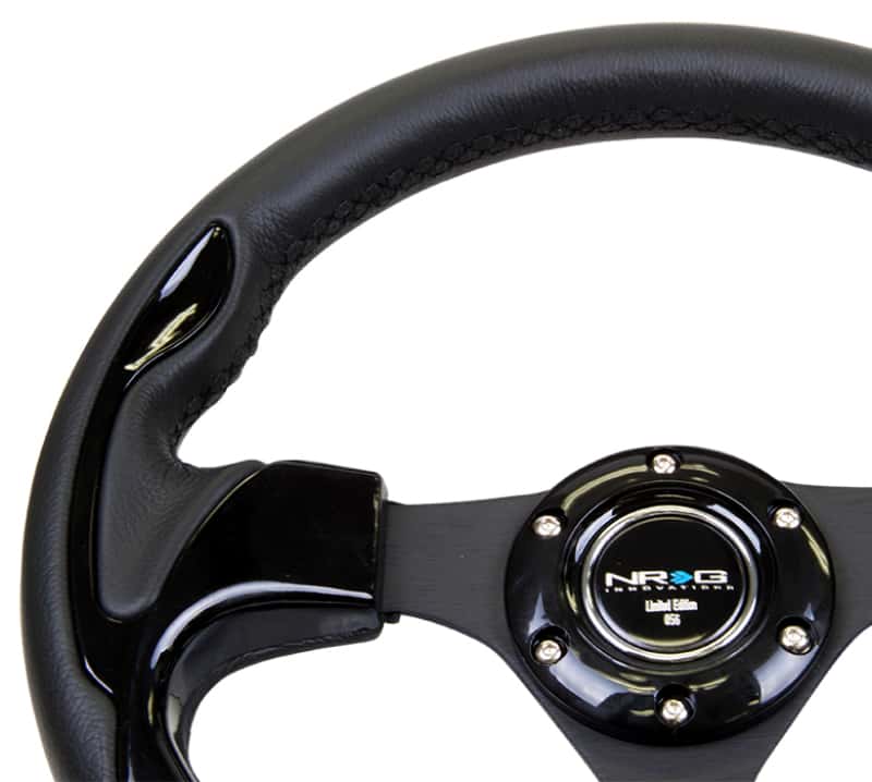 NRG — NRG Reinforced Steering Wheel (320mm) Blk w/Gloss Black Trim - view 7