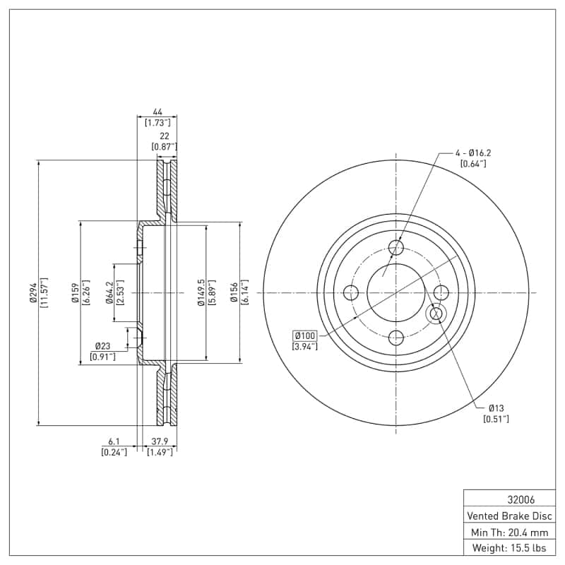 DFC — DFC 07-15 Mini Cooper (Excl Clubman) Front Brake Rotor
DFC Brake Rotor - view 6