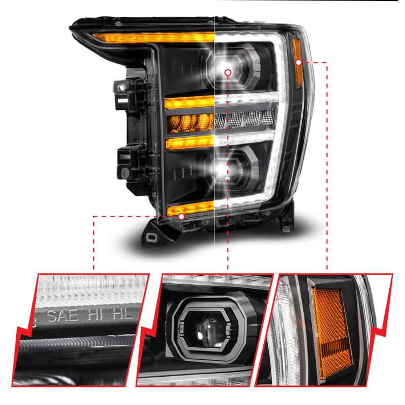 ANZO — ANZO 21-23 Ford F150 LED Projector Headlight w/Switchback+Sequential - Black (Driver Side Only)
Head Light Set
Headlights - view 3