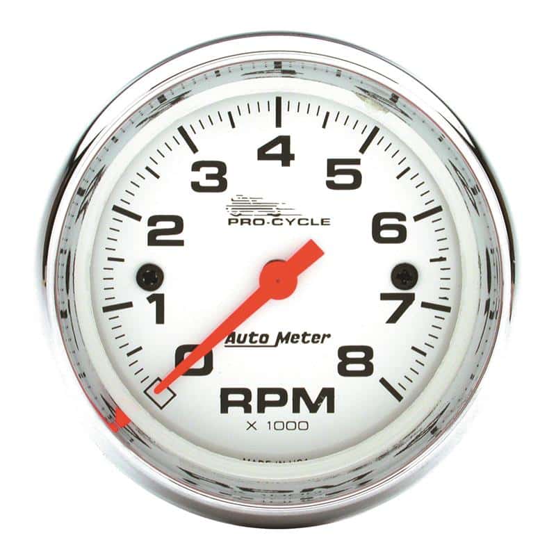 AutoMeter — Autometer Pro-Cycle Gauge Tach 2 5/8in 8K Rpm 2&4 Cylinder White
3.4" 8KRPM WHT PC - view 2