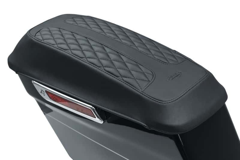 Mustang Motorcycle — Mustang 80-07 Harley Early FL Touring Saddlebag Lid Covers Diamond Stitch - Black - view 1