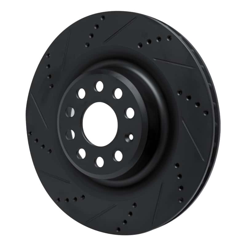 R1 Concepts — R1 12-21 Tesla Model X Rear Left Drilled & Slotted Black Brake Rotor
R1 Brake Rotor Drill - view 2