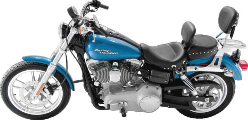 Mustang Motorcycle — Mustang 06-17 Harley Dyna Wide Touring Solo Seat w/Driver Backrest w/Studs - Black - view 2