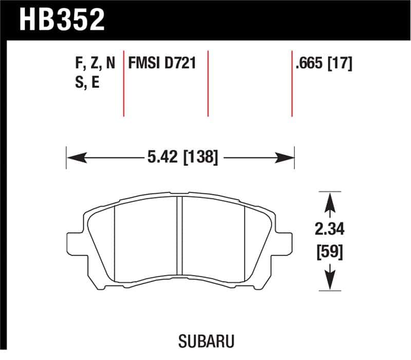 Hawk Performance — Hawk 02-03 WRX / 98-01 Impreza / 97-02 Legacy 2.5L / 98-02 Forester 2.5L D721 Performance Ceramic St
Disc Brake Pad - view 1