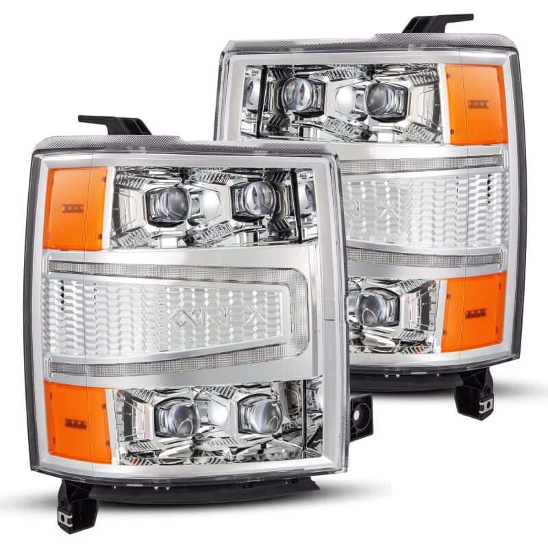 AlphaRex — AlphaRex 04-15 Chevy 1500HD NOVA-Series LED Proj Headlights Chrome w/Activ Light/Seq Signal & SB DRL
Projector Headlights - view 1