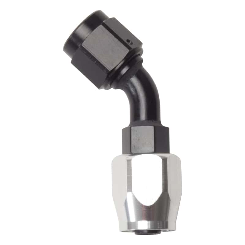 Russell — Russell Performance -6 AN Black/Silver 45 Degree Full Flow Hose End
Hose Fitting - view 2
